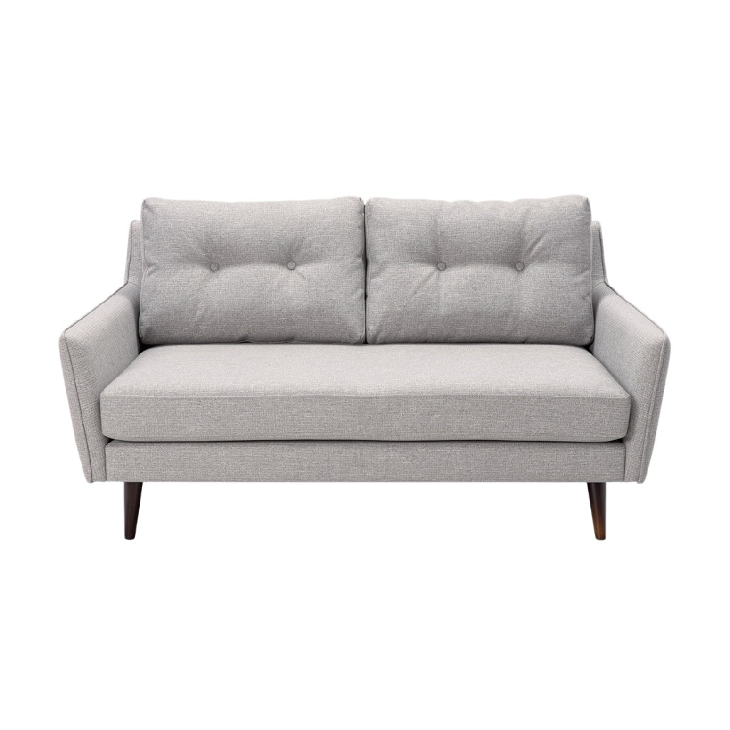 **Nowoczesna szara sofa dwuosobowa z guzikami**